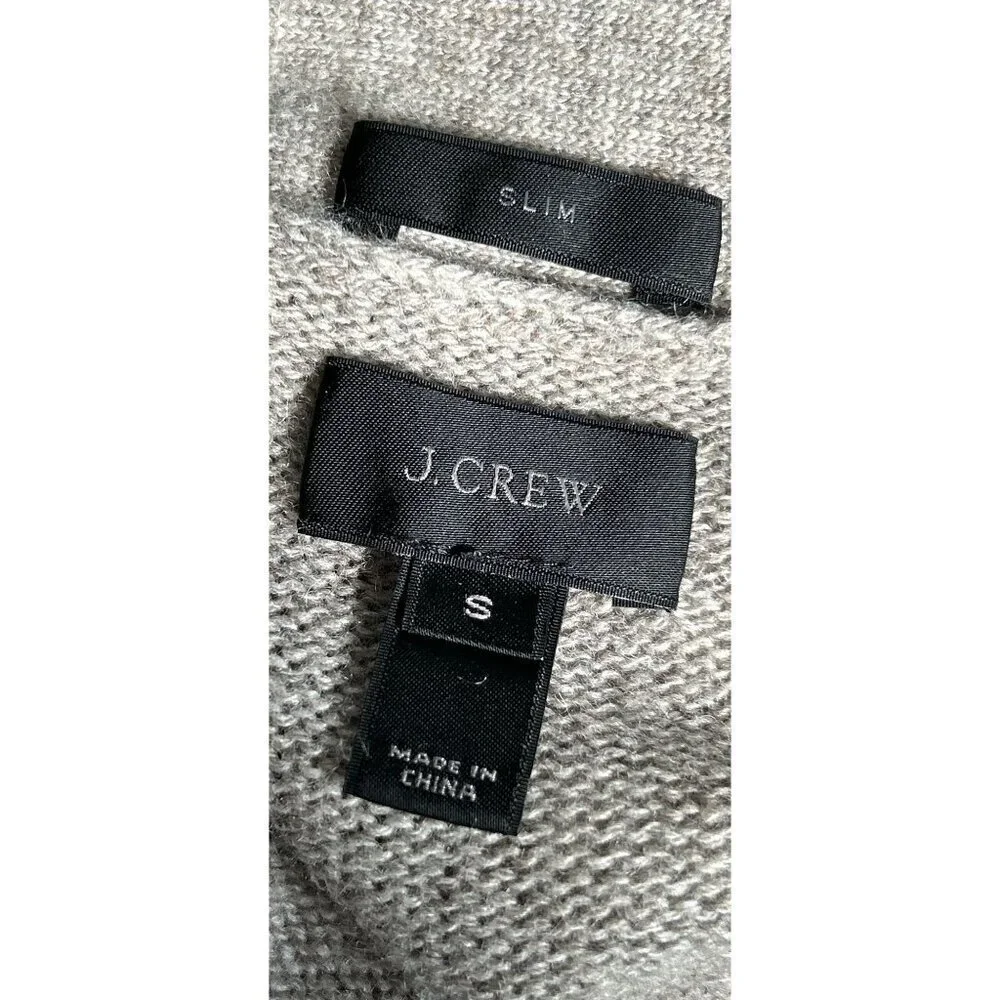 J. Crew Gray Wool Blend Cardigan Elbow Patch Knit Sweater Preppy Old Money Size